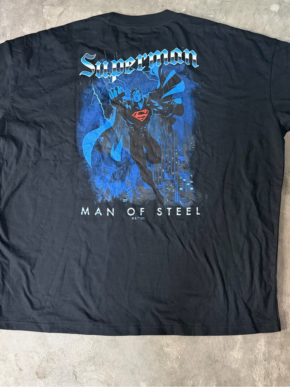 DC Man of Steel Black T-Shirt with Blue Logo - Picture 2 of 3